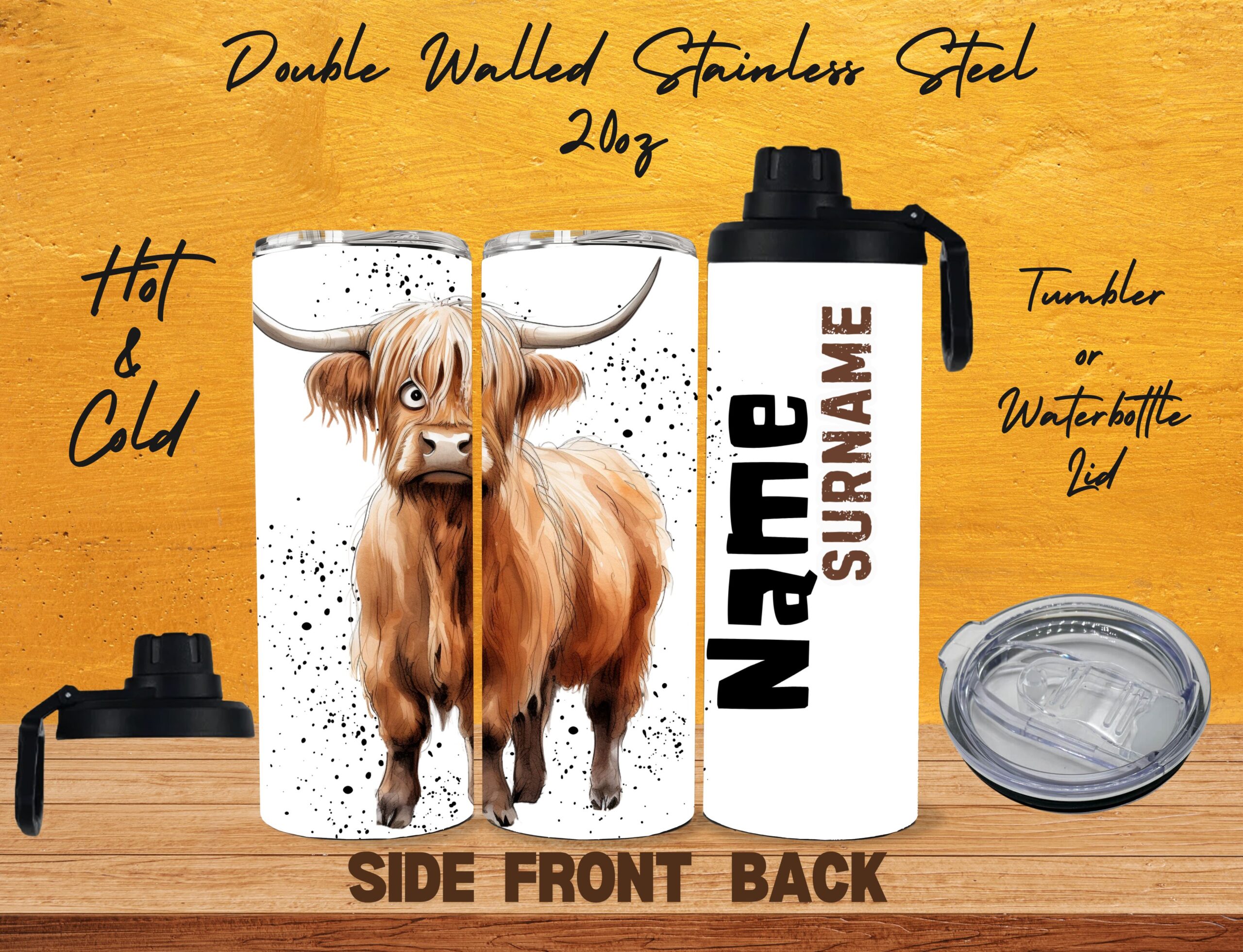 Personalized Crazy Cow - Tumbler & Bottles - Image 22