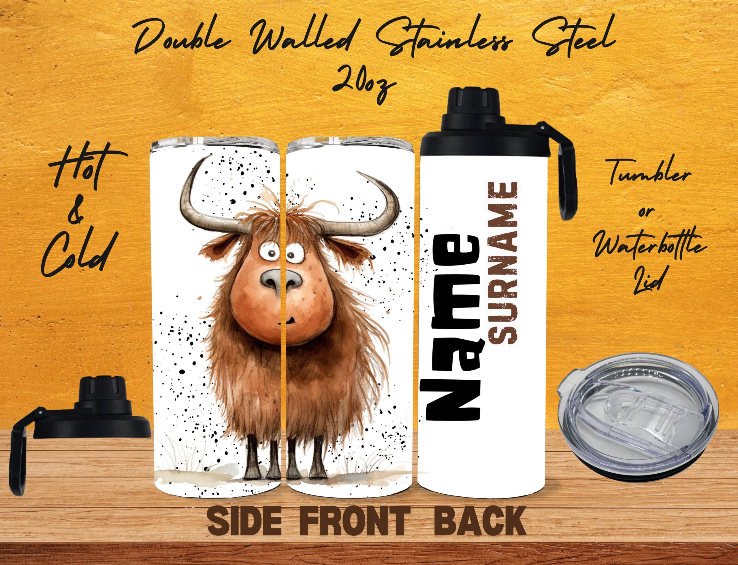 Personalized Crazy Cow - Tumbler & Bottles - Image 15