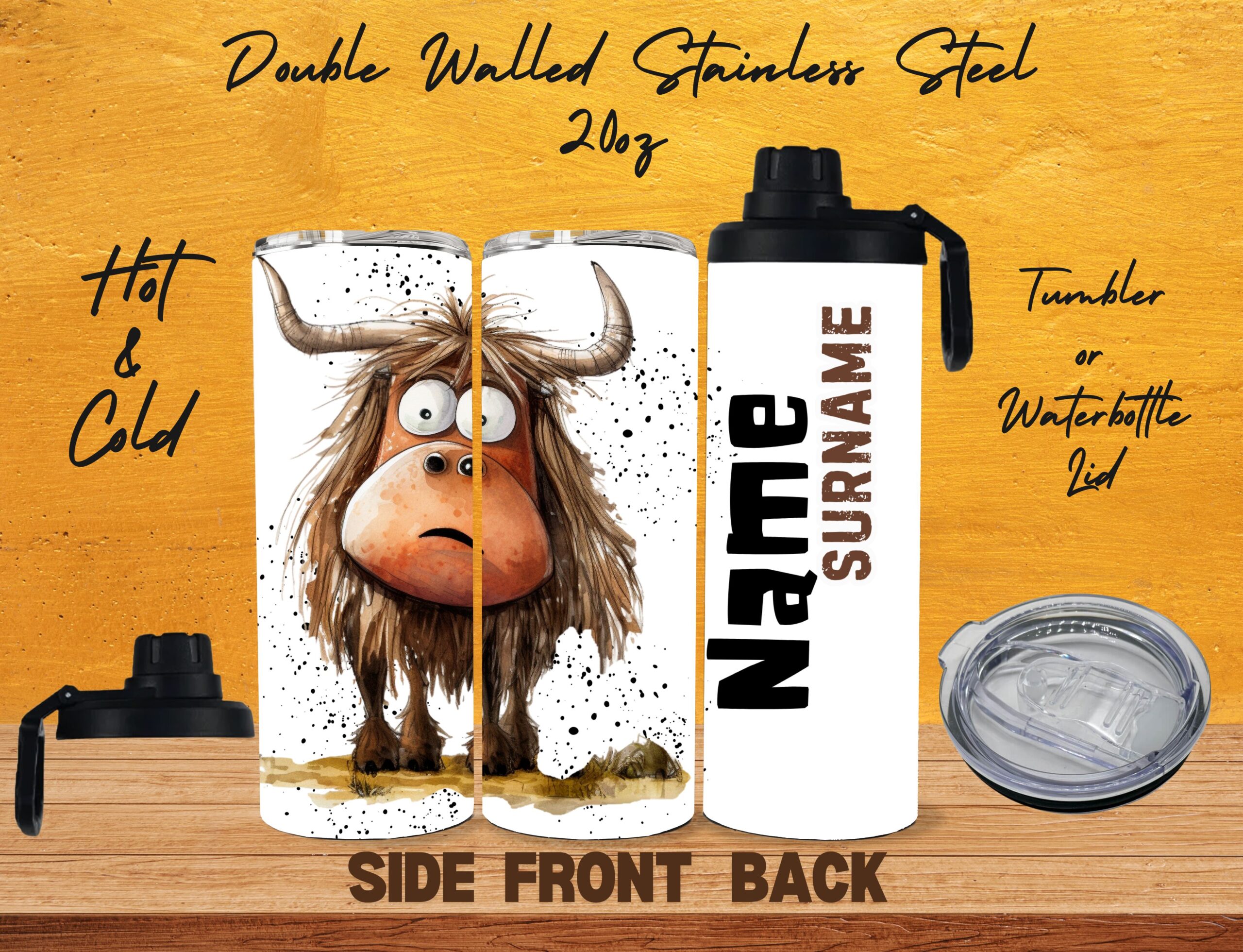 Personalized Crazy Cow - Tumbler & Bottles - Image 16